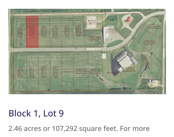 land for sale at Lot 9, Block 1 Greenwood Street W in Thief River Falls, MN