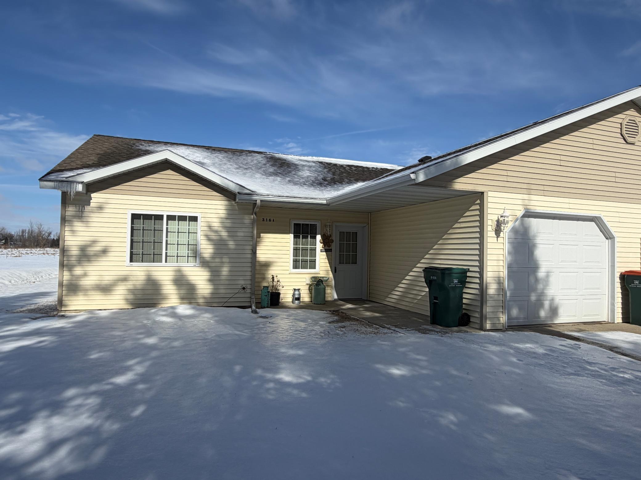 2007 twin home for sale at 316A 2nd Street NE in Bertha, MN — 2 bed, 1 bath