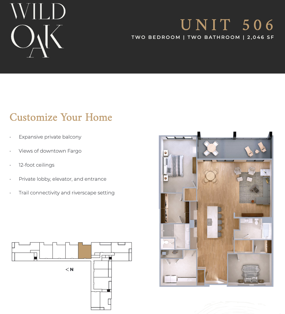 2021 condo for sale at 505 OAK Street N, Unit 506 in Fargo, ND — 2 bed, 2 bath (photo 2 of 34)
