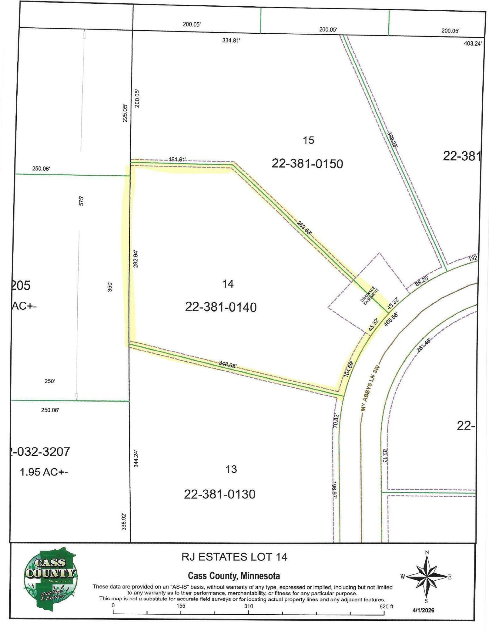 land for sale at TBD Lot 14 My Abbys Way Lane SW in Pequot Lakes, MN