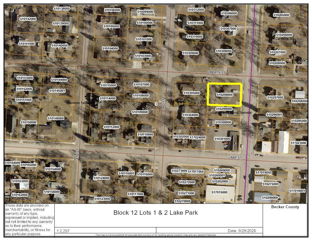 land for sale at 2022 Second Street in Lake Park, MN
